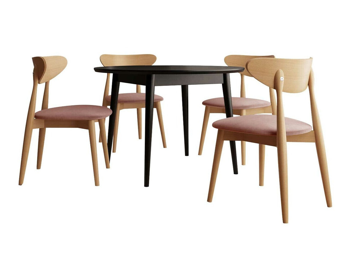Étkezőgarnitúra Zestaw 01 4xS80 + INES FI 120, Asztal színe: Fekete, Szék színe: Magic Velvet 2258 + Barna