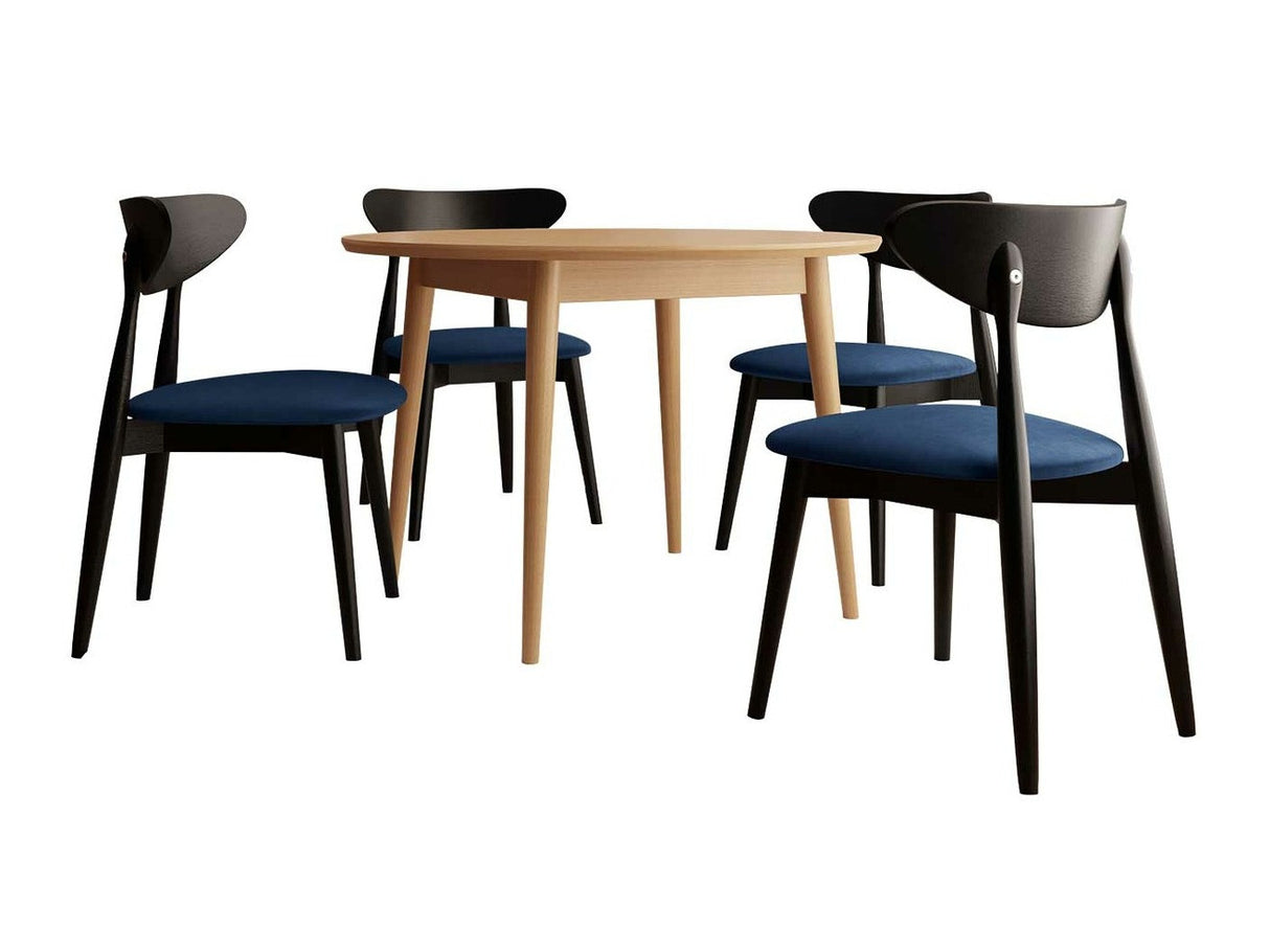 Étkezőgarnitúra Zestaw 01 4xS80 + INES FI 120, Asztal színe: Barna, Szék színe: Magic Velvet 2216 + Fekete