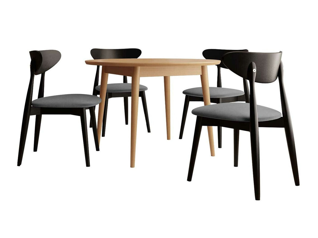 Étkezőgarnitúra Zestaw 01 4xS80 + INES FI 120, Asztal színe: Barna, Szék színe: Magic Velvet 2217 + Fekete