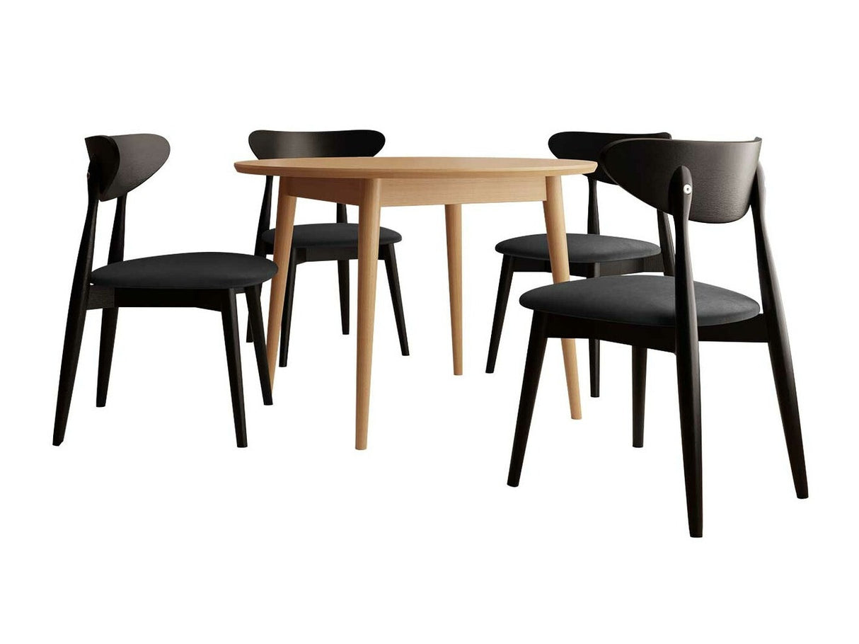 Étkezőgarnitúra Zestaw 01 4xS80 + INES FI 120, Asztal színe: Barna, Szék színe: Magic Velvet 2219 + Fekete