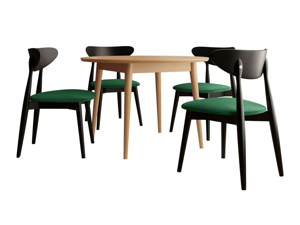 Étkezőgarnitúra Zestaw 01 4xS80 + INES FI 120, Asztal színe: Barna, Szék színe: Magic Velvet 2225 + Fekete