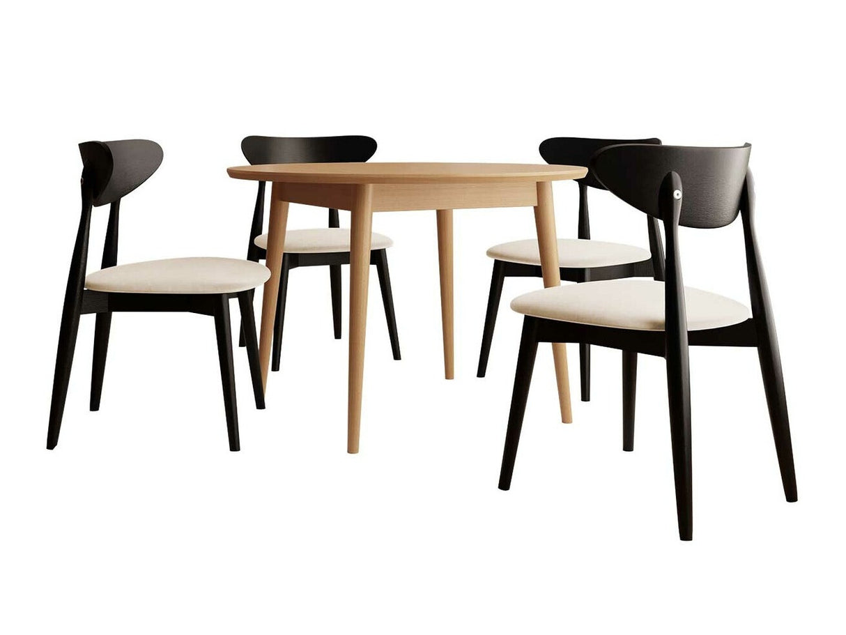 Étkezőgarnitúra Zestaw 01 4xS80 + INES FI 120, Asztal színe: Barna, Szék színe: Magic Velvet 2250 + Fekete