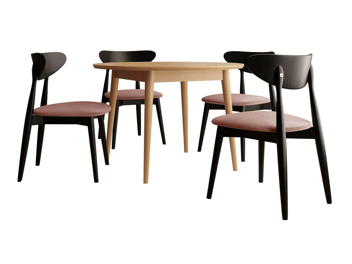 Étkezőgarnitúra Zestaw 01 4xS80 + INES FI 120, Asztal színe: Barna, Szék színe: Magic Velvet 2258 + Fekete