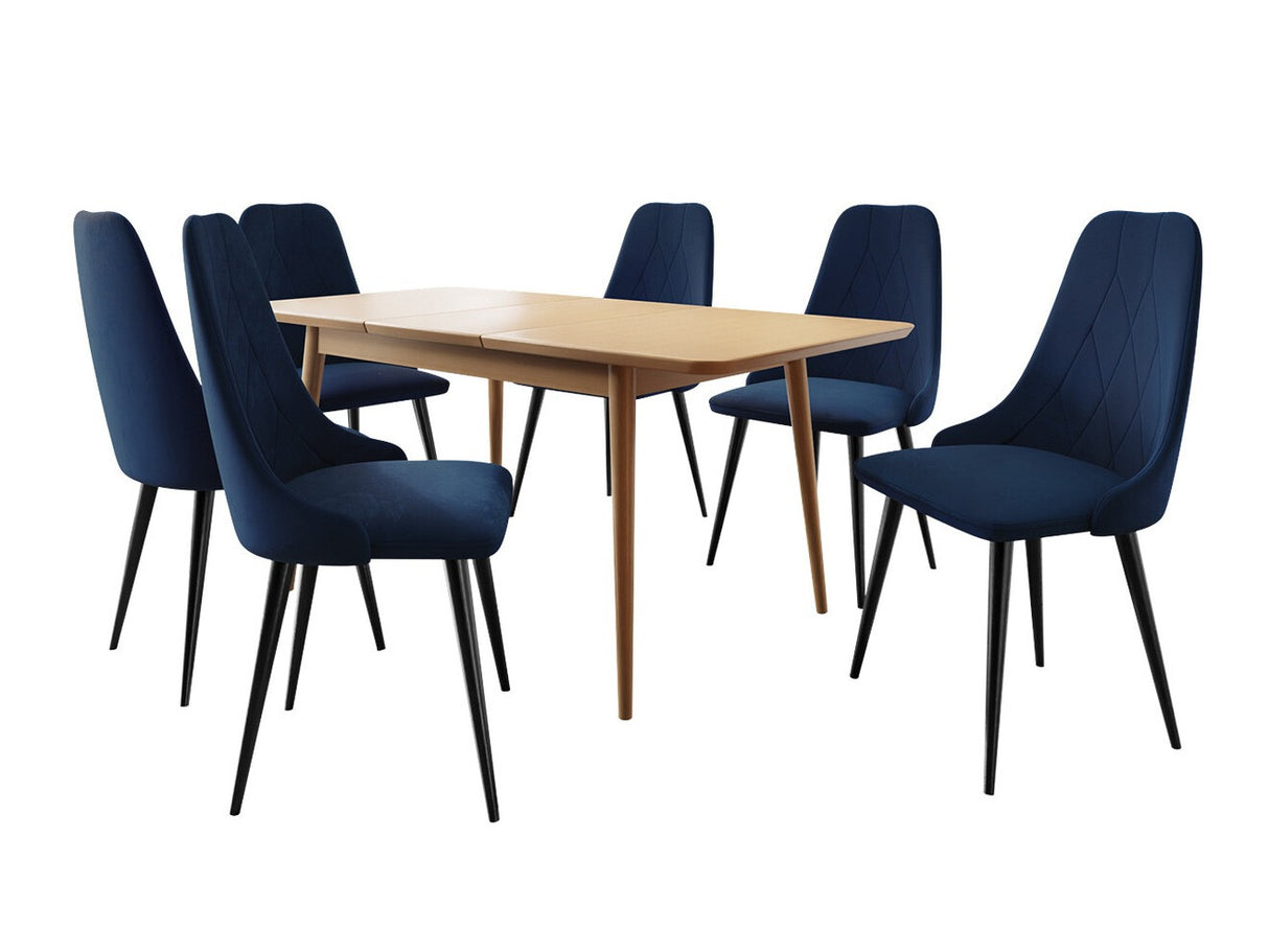 Étkezőgarnitúra Zestaw 02 6xS91 + INES 140x80, Szék színe: Fekete + Magic Velvet 2216, Szín: Barna