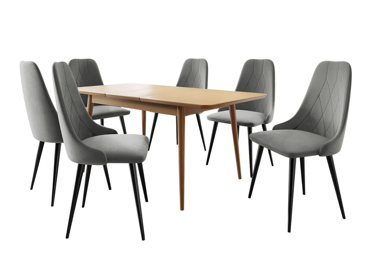 Étkezőgarnitúra Zestaw 02 6xS91 + INES 140x80, Szék színe: Fekete + Magic Velvet 2217, Szín: Barna