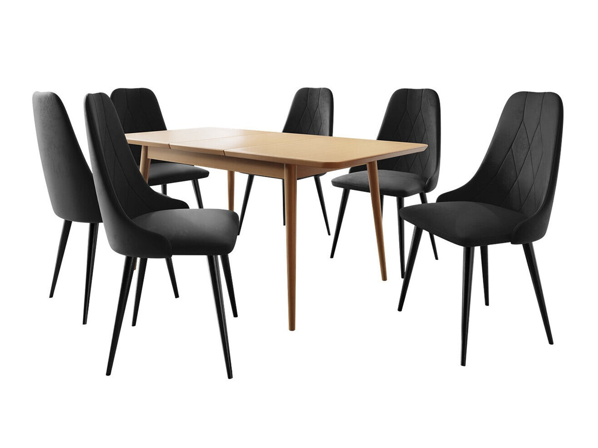 Étkezőgarnitúra Zestaw 02 6xS91 + INES 140x80, Szék színe: Fekete + Magic Velvet 2219, Szín: Barna