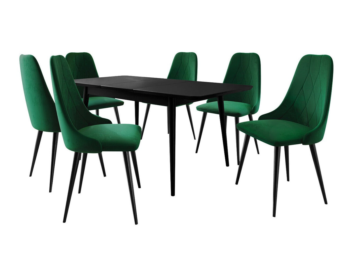 Étkezőgarnitúra Zestaw 02 6xS91 + INES 140x80, Szék színe: Fekete + Magic Velvet 2225, Szín: Fekete