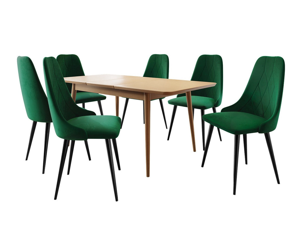 Étkezőgarnitúra Zestaw 02 6xS91 + INES 140x80, Szék színe: Fekete + Magic Velvet 2225, Szín: Barna