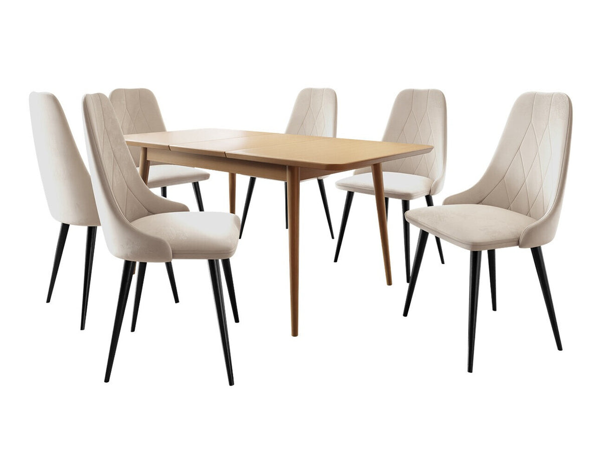 Étkezőgarnitúra Zestaw 02 6xS91 + INES 140x80, Szék színe: Fekete + Magic Velvet 2250, Szín: Barna