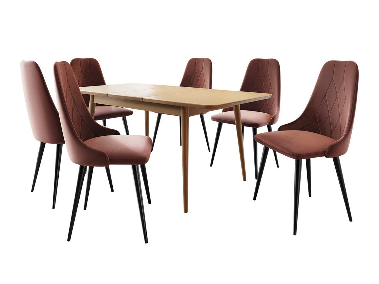 Étkezőgarnitúra Zestaw 02 6xS91 + INES 140x80, Szék színe: Fekete + Magic Velvet 2258, Szín: Barna