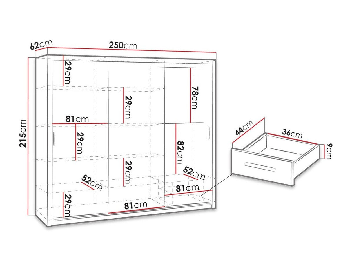 Gardróbszekrény Bonem SZ250 ( Kler KE12), Szín: Fehér