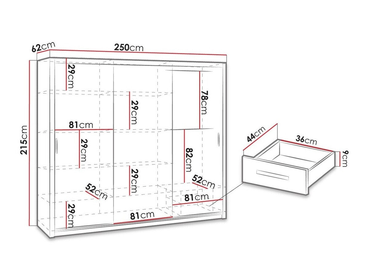 Gardróbszekrény Bonem SZ250 ( Kler KE12), Szín: Monastery tölgy