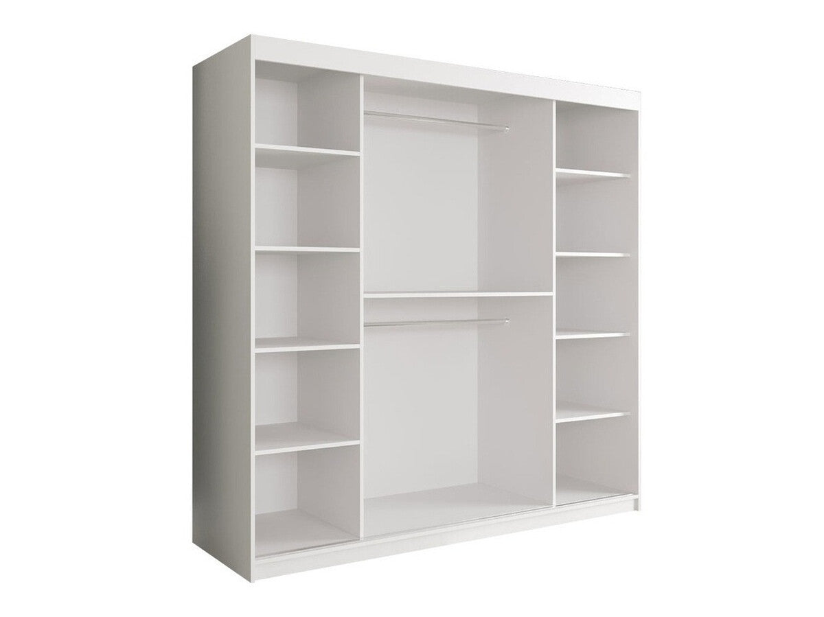 Gardróbszekrény 200 MARMUR T (Nemnnus T 200), Szín: Matt fehér + Fekete márvány, Fiókok: Nem