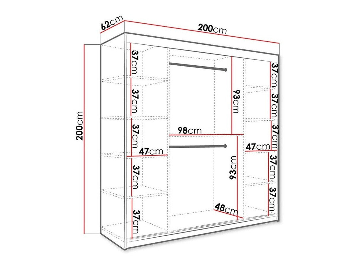 Gardróbszekrény 200 MARMUR T (Nemnnus T 200), Szín: Matt fehér + Fekete márvány, Fiókok: Nem