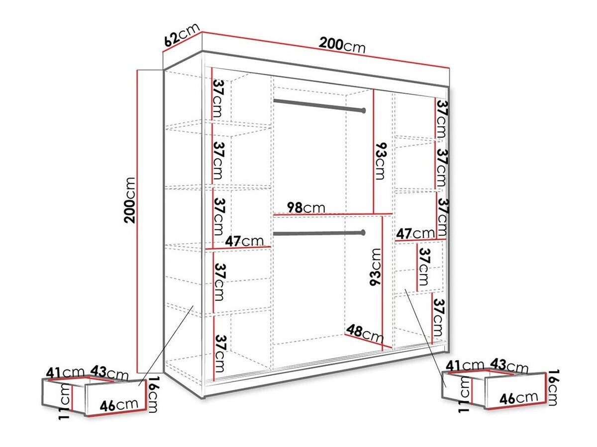 Gardróbszekrény 200 MARMUR T (Nemnnus T 200), Szín: Matt fehér + Fehér márvány, Fiókok: Igen