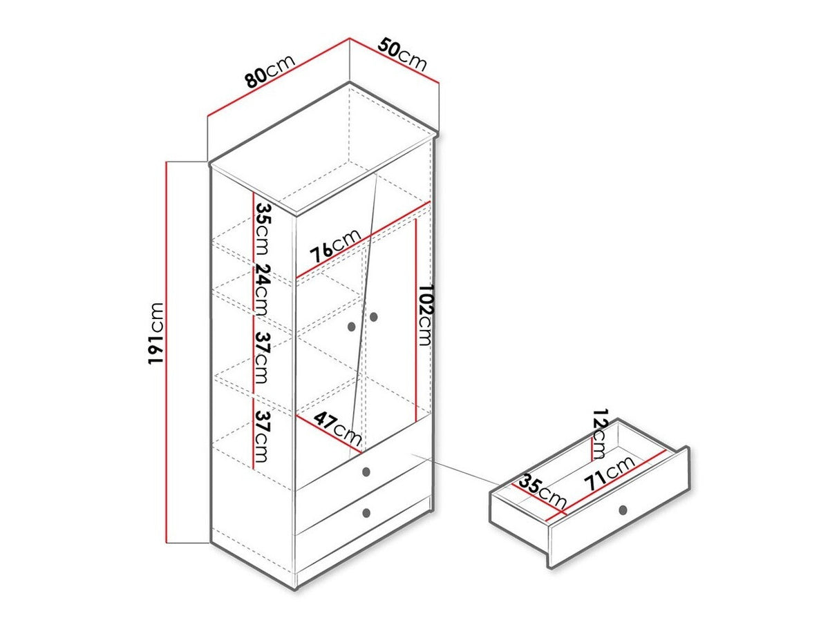 Gardróbszekrény Nero 1 (Wurak), Szín: Artisan tölgy + Fehér