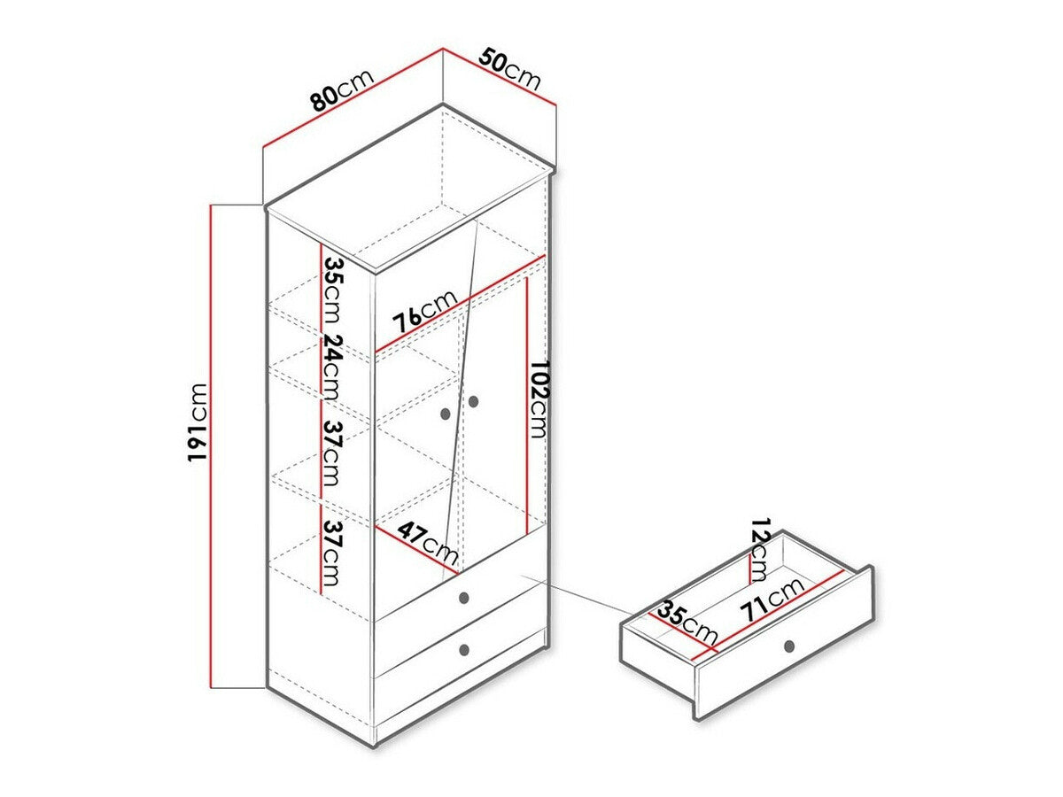 Gardróbszekrény Nero 1 (Wurak), Szín: Artisan tölgy + Fehér + Szürke