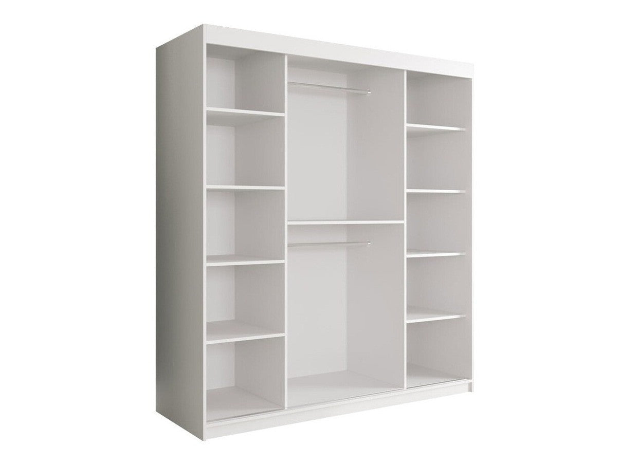 Gardróbszekrény 180 MARMUR T (Nemnnus T 180), Szín: Matt fekete + Fekete márvány, Fiókok: Nem