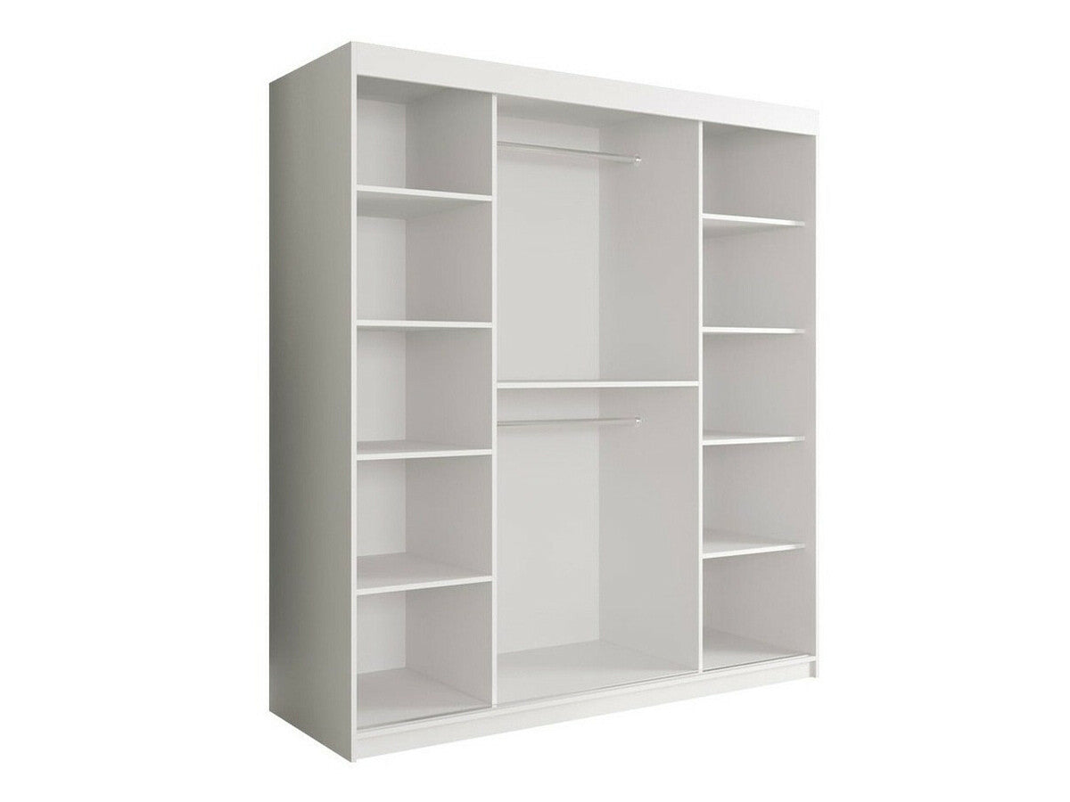 Gardróbszekrény 180 MARMUR T (Nemnnus T 180), Szín: Matt fekete + Fehér márvány, Fiókok: Nem