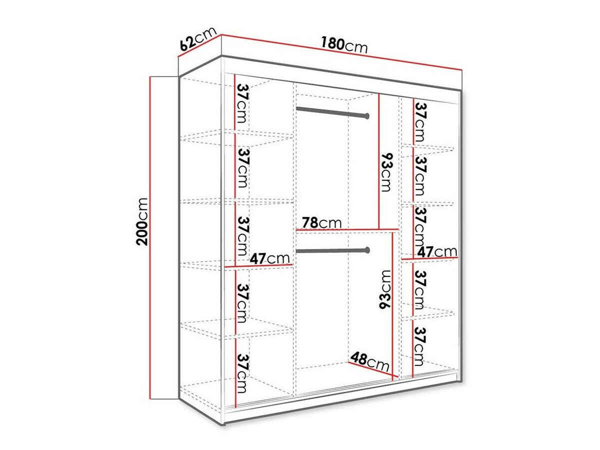 Gardróbszekrény 180 MARMUR T (Nemnnus T 180), Szín: Matt fehér + Fekete márvány, Fiókok: Nem