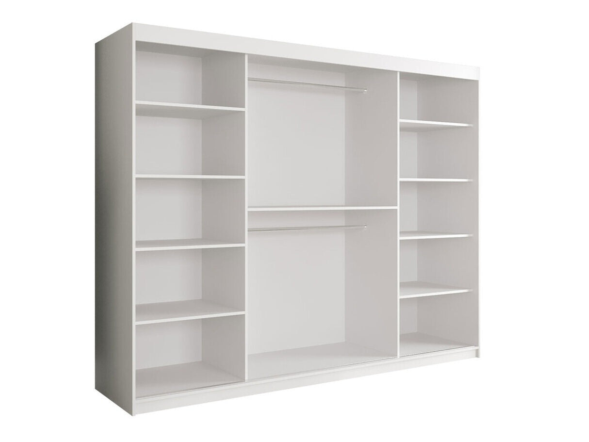 Gardróbszekrény 250 MARMUR T2 (Nemnnus T2 250), Szín: Matt fekete + Fekete márvány, Fiókok: Nem