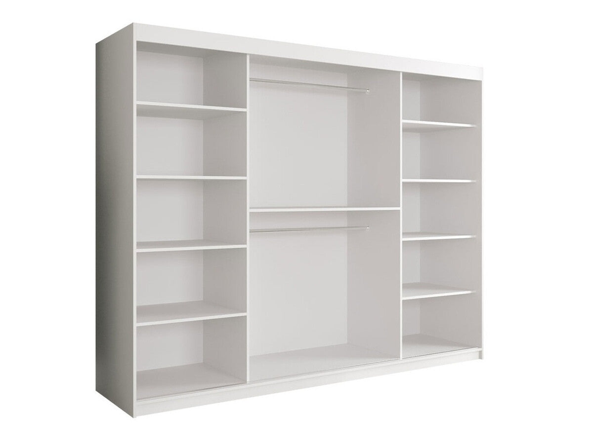 Gardróbszekrény 250 MARMUR T2 (Nemnnus T2 250), Szín: Matt fehér + Fekete márvány, Fiókok: Nem