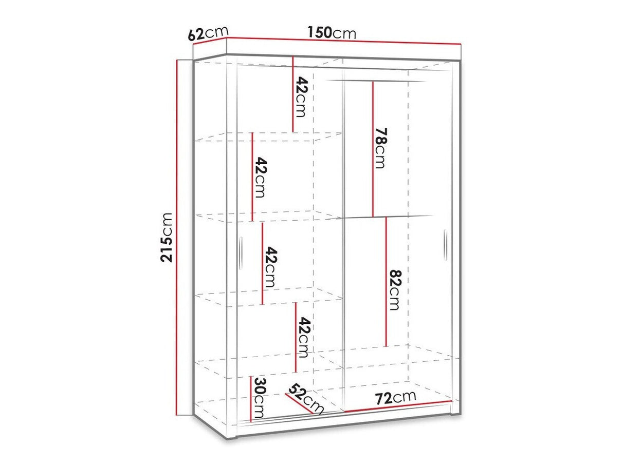 Gardróbszekrény Bonem SZ150 ( Kler KE07), Szín: Fehér