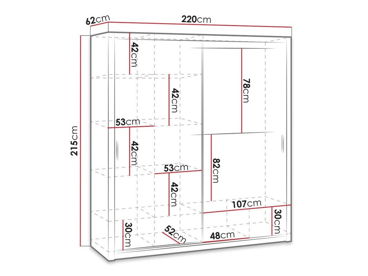 Gardróbszekrény Bonem SZ220 ( Kler KE10), Szín: Artisan tölgy