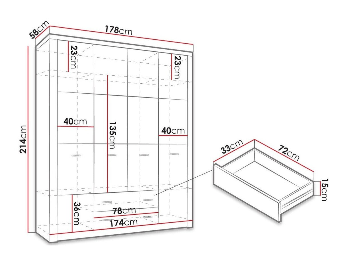 Gardróbszekrény Indianapolis (Nadia N18), Szín: Sötét kőris