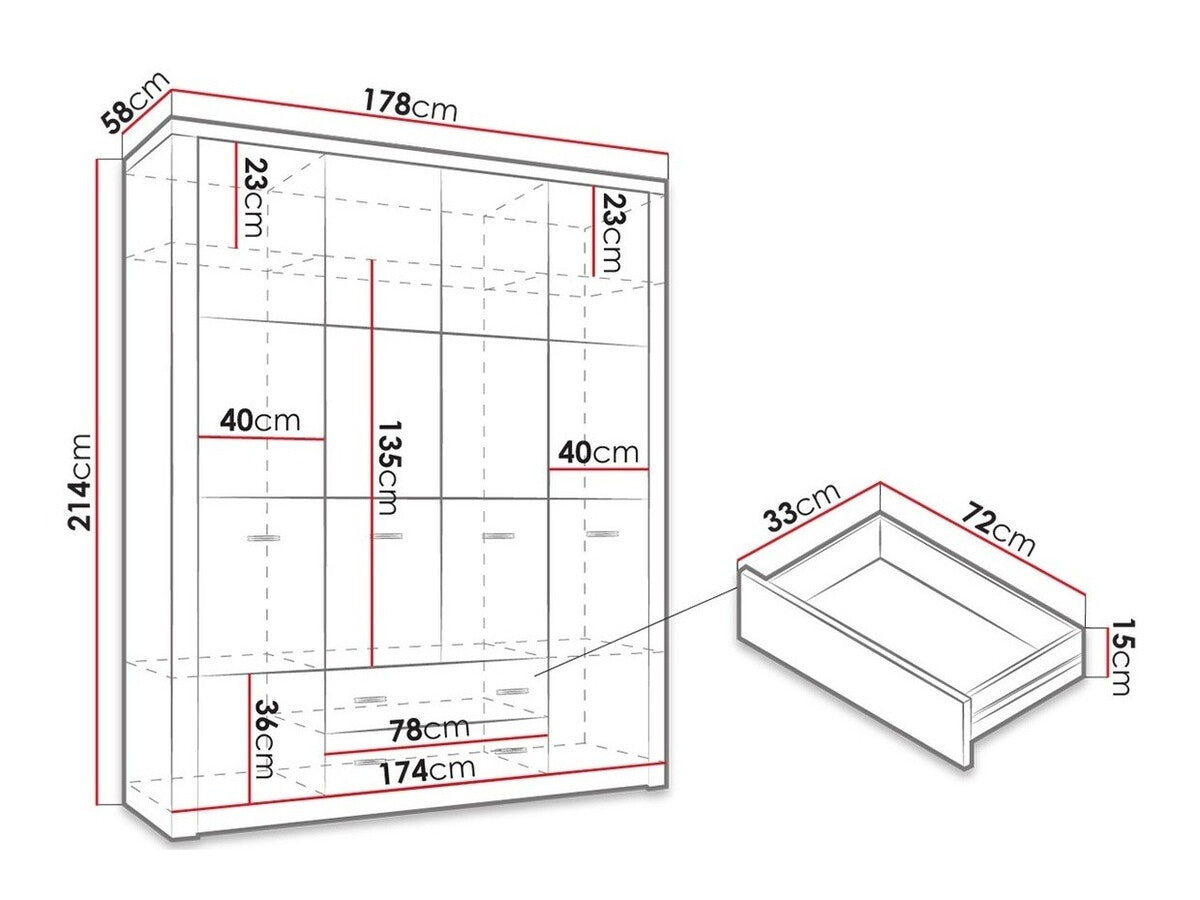 Gardróbszekrény Indianapolis (Nadia N18), Szín: Kézműves fehér