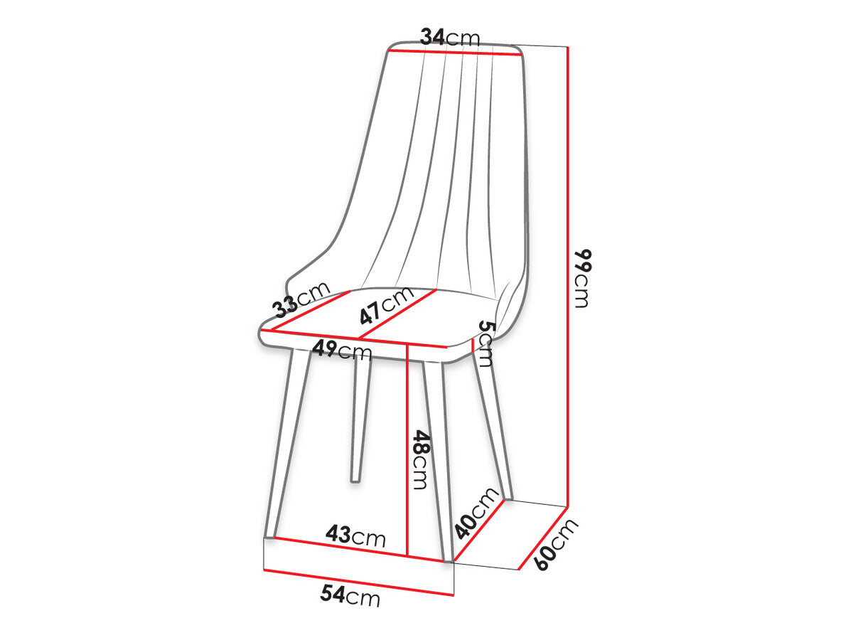 Étkezőgarnitúra Zestaw 03 4xS93 + ORION FI, Asztal színe: Fekete, Szék színe: Fekete + Magic Velvet 2216