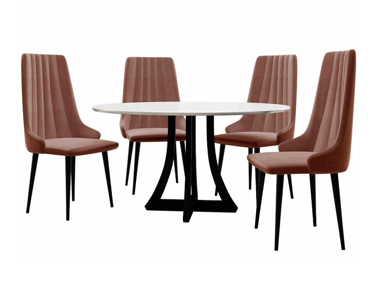Étkezőgarnitúra Zestaw 03 4xS93 + ORION FI, Asztal színe: Fényes fekete + Fényes fehér, Szék színe: Fekete + Magic Velvet 2258