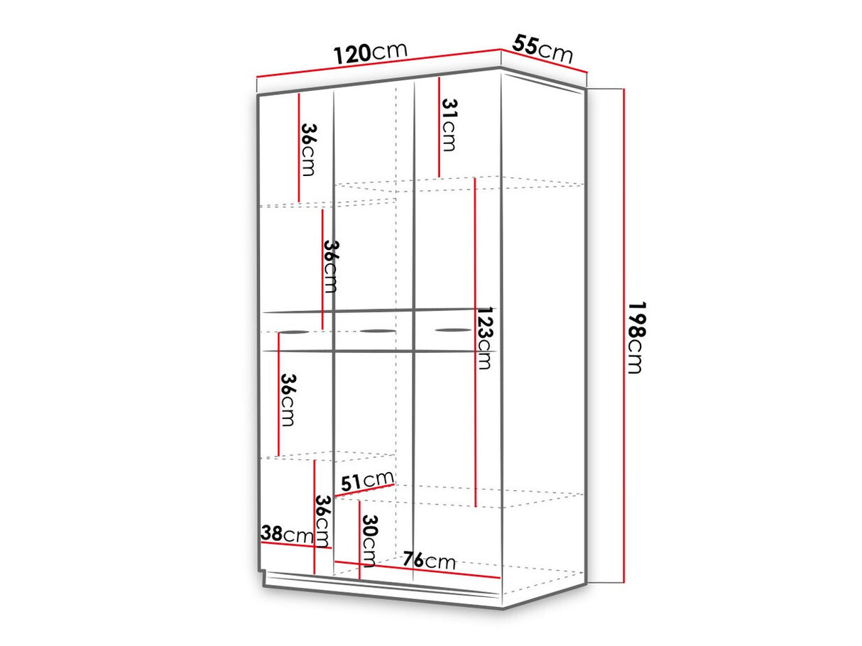 Gardróbszekrény RAJ 1 (Paradise PD6), Szín: Fehér + Fényes fehér