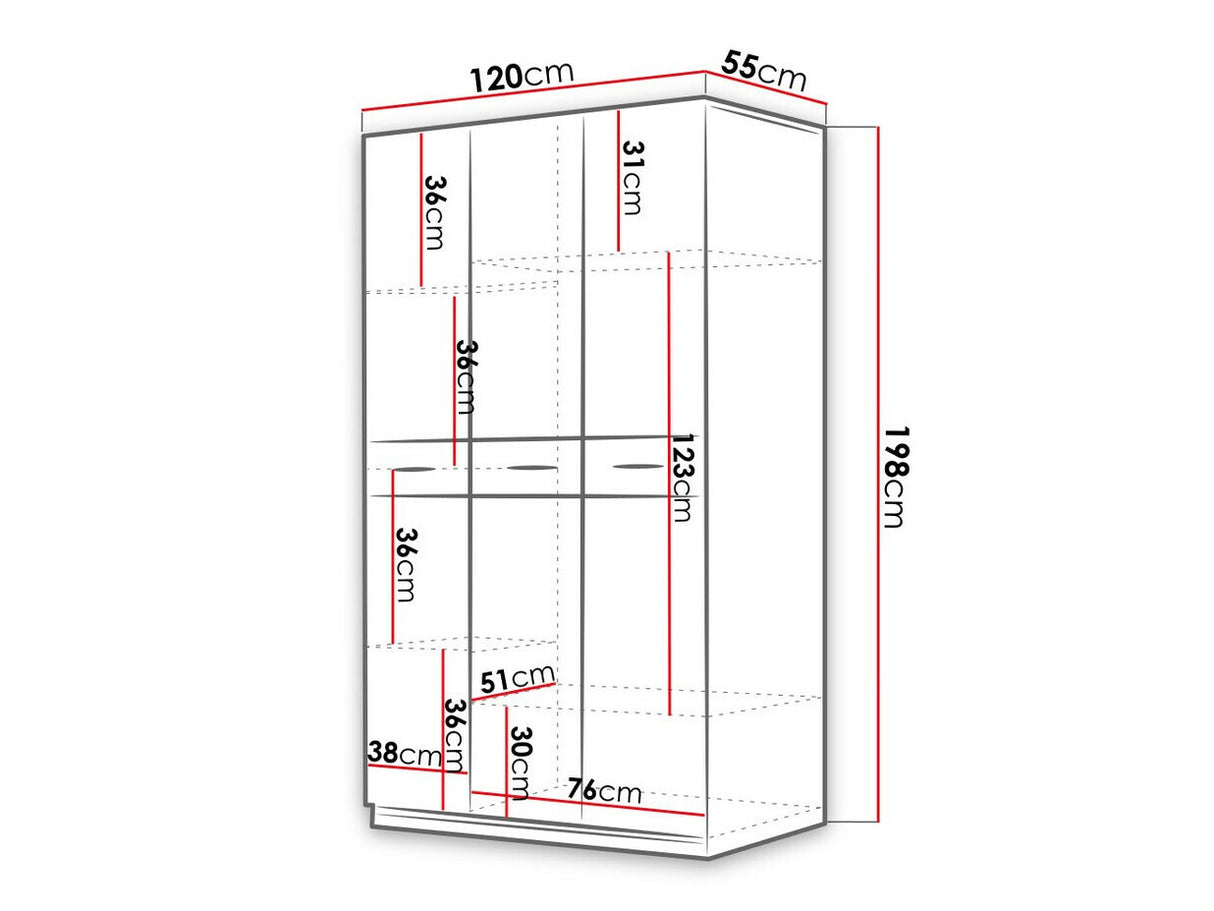Gardróbszekrény RAJ 1 (Paradise PD6), Szín: Fehér + Fényes fehér + Fényes rózsaszínű