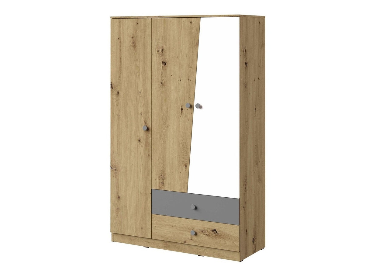 Gardróbszekrény Nero 3 (Wurak), Szín: Artisan tölgy + Fehér + Szürke