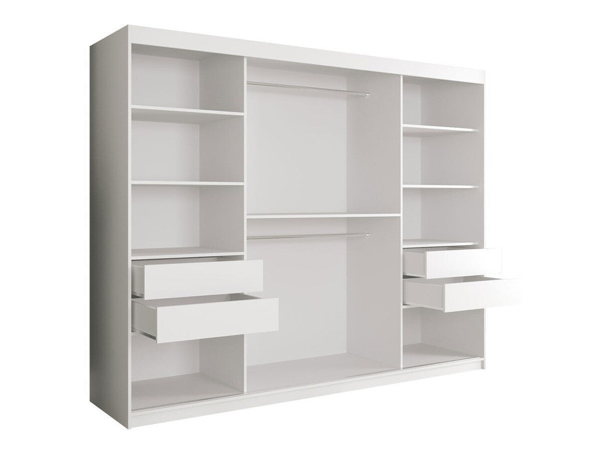 Gardróbszekrény 250 MARMUR POLE (Nemnnus 250), Szín: Matt fekete + Fekete márvány, Fiókok: Igen