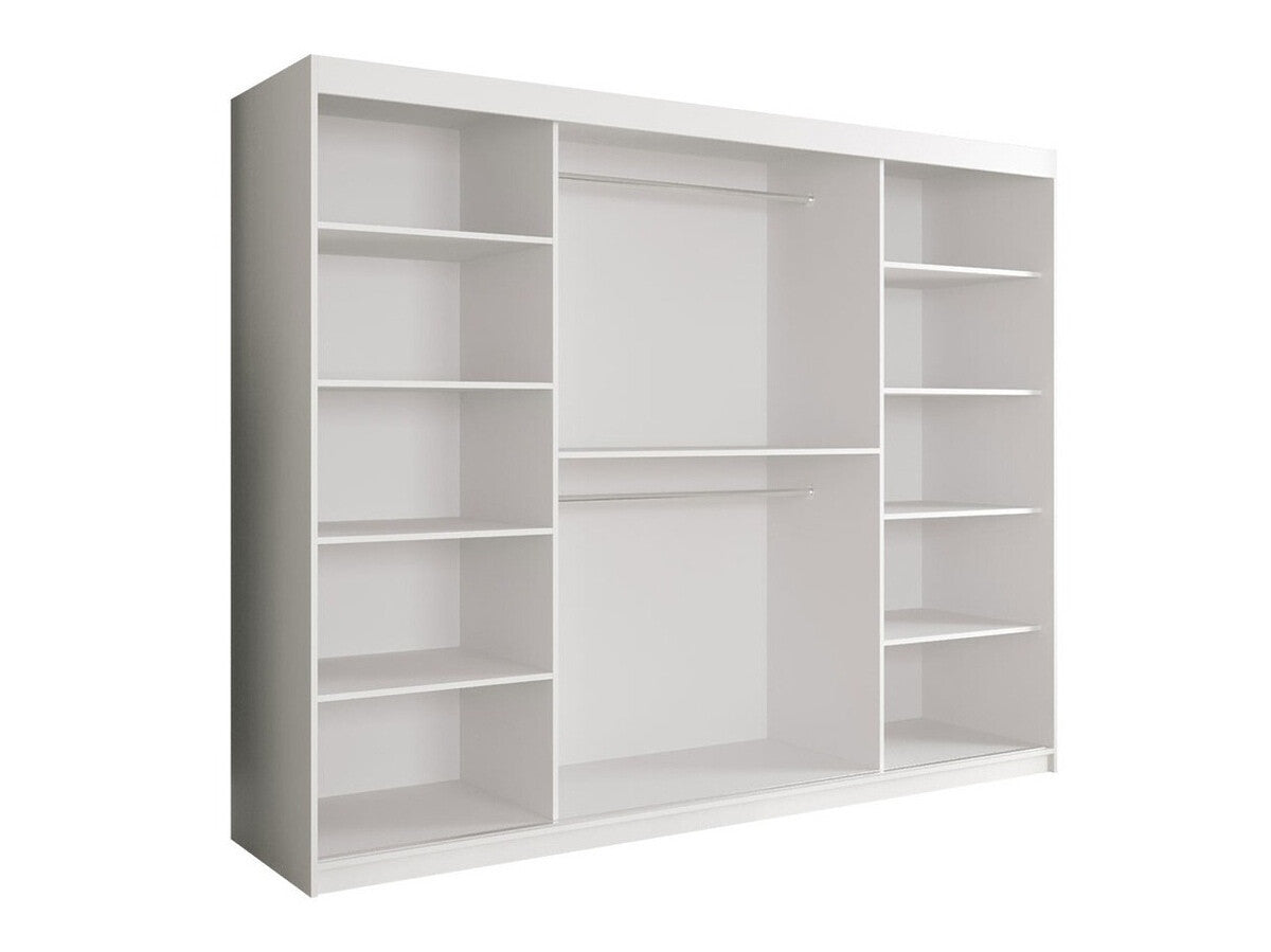 Gardróbszekrény 250 MARMUR POLE (Nemnnus 250), Szín: Matt fehér + Fekete márvány, Fiókok: Nem