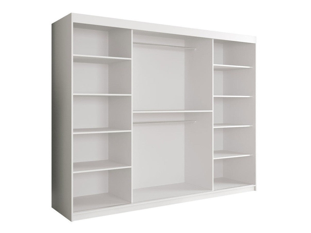 Gardróbszekrény 250 MARMUR T (Nemnnus T 250), Szín: Matt fekete + Fekete márvány, Fiókok: Nem