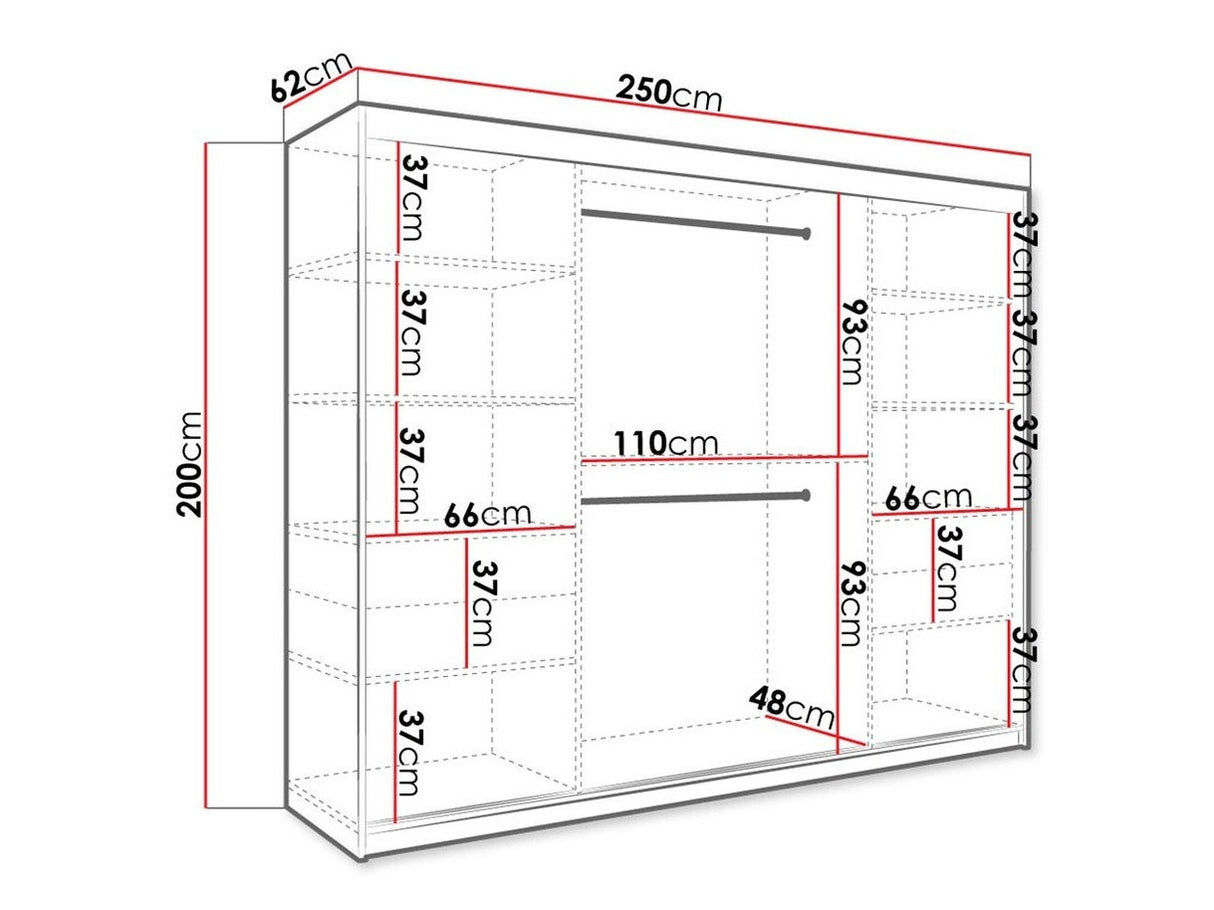Gardróbszekrény 250 MARMUR T (Nemnnus T 250), Szín: Matt fekete + Fekete márvány, Fiókok: Nem