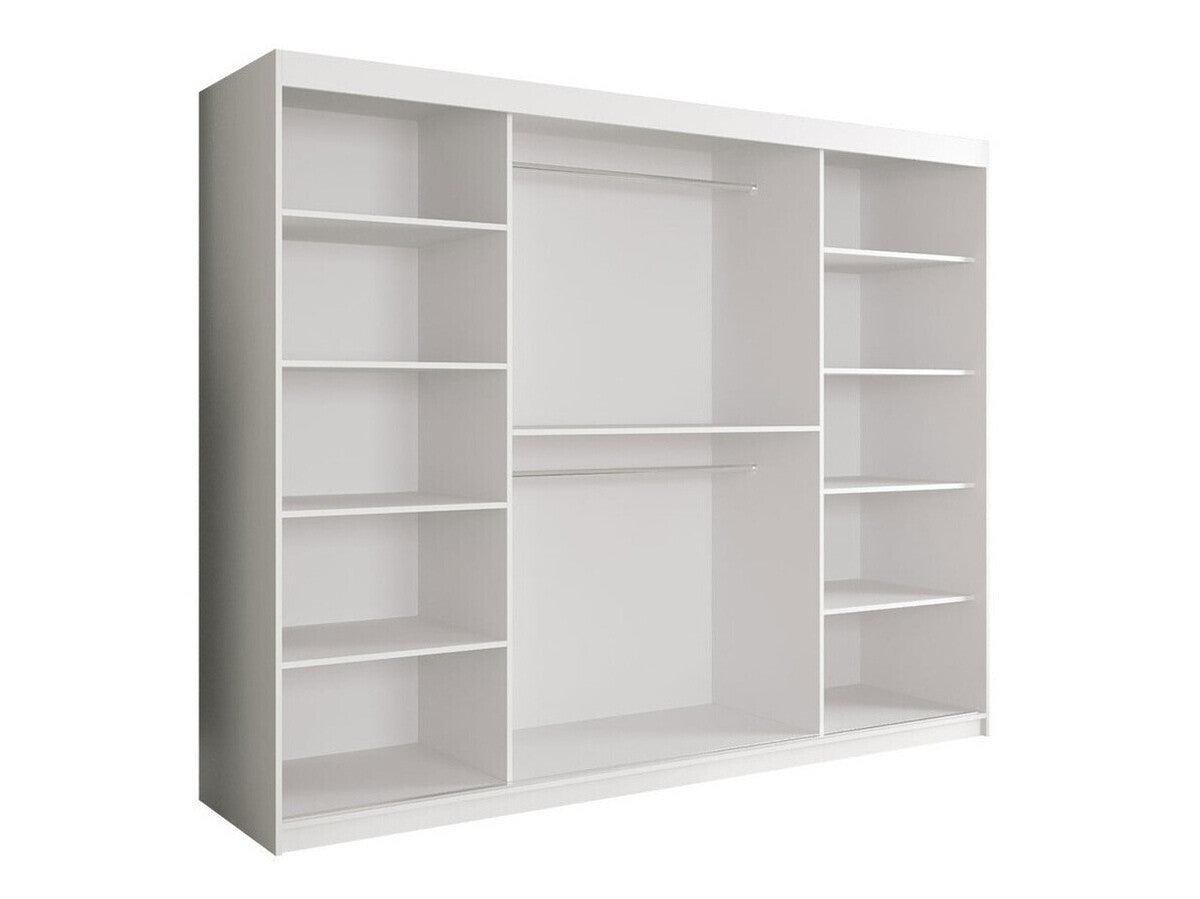 Gardróbszekrény 250 MARMUR T (Nemnnus T 250), Szín: Matt fehér + Fekete márvány, Fiókok: Nem