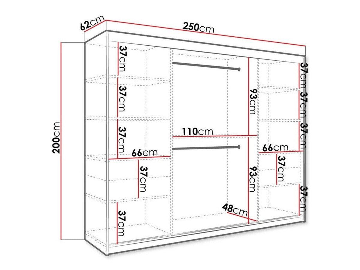 Gardróbszekrény 250 MARMUR T (Nemnnus T 250), Szín: Matt fehér + Fehér márvány, Fiókok: Nem