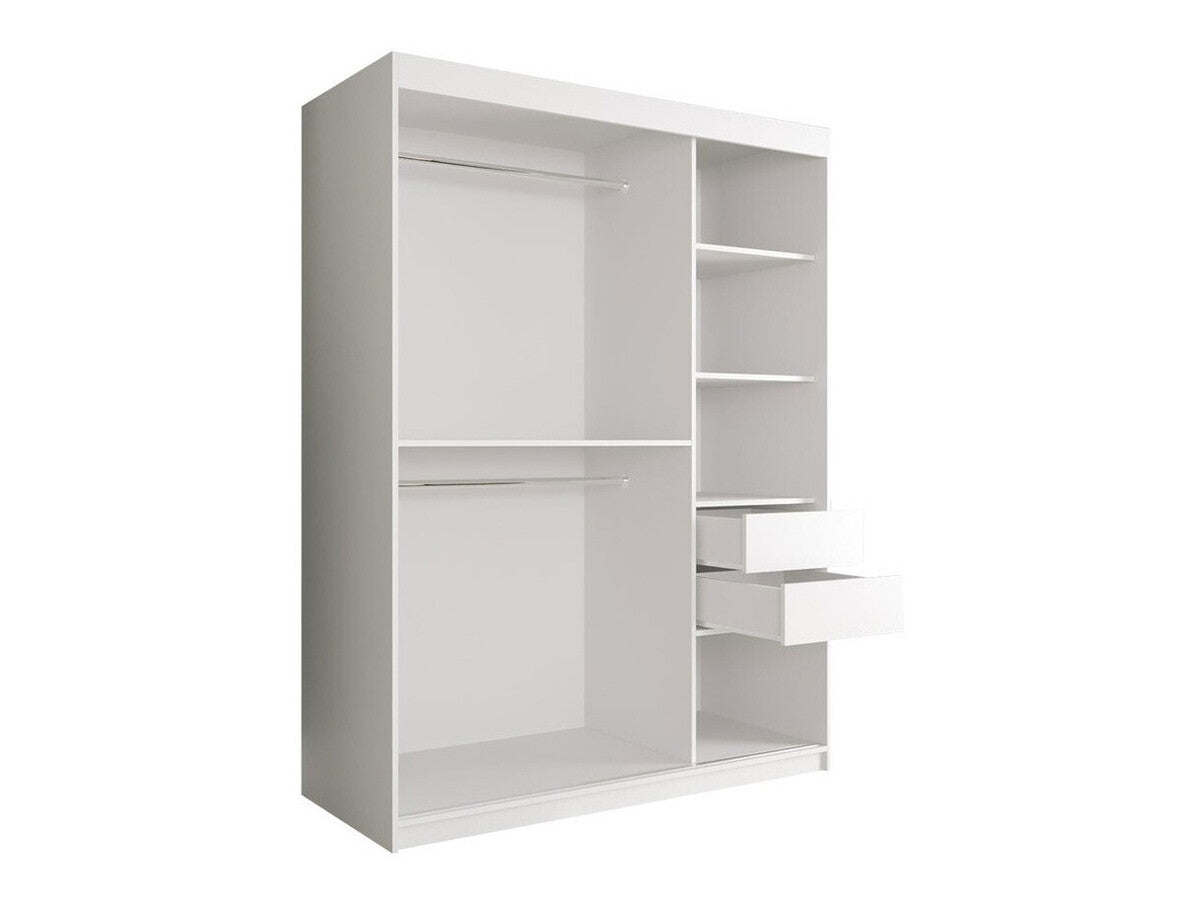 Gardróbszekrény 150 MARMUR T2 (Nemnnus T2 150), Szín: Matt fekete + Fehér márvány, Fiókok: Igen