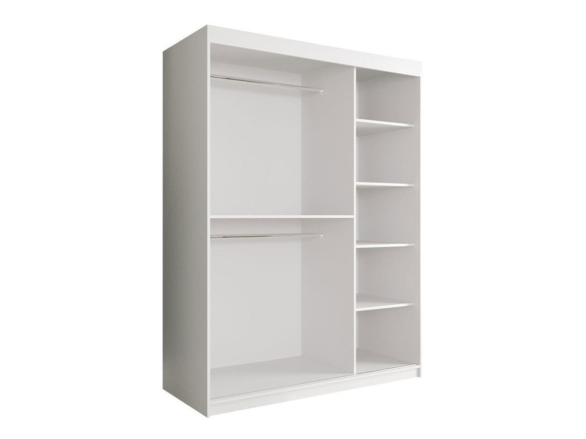 Gardróbszekrény 150 MARMUR T2 (Nemnnus T2 150), Szín: Matt fehér + Fehér márvány, Fiókok: Nem