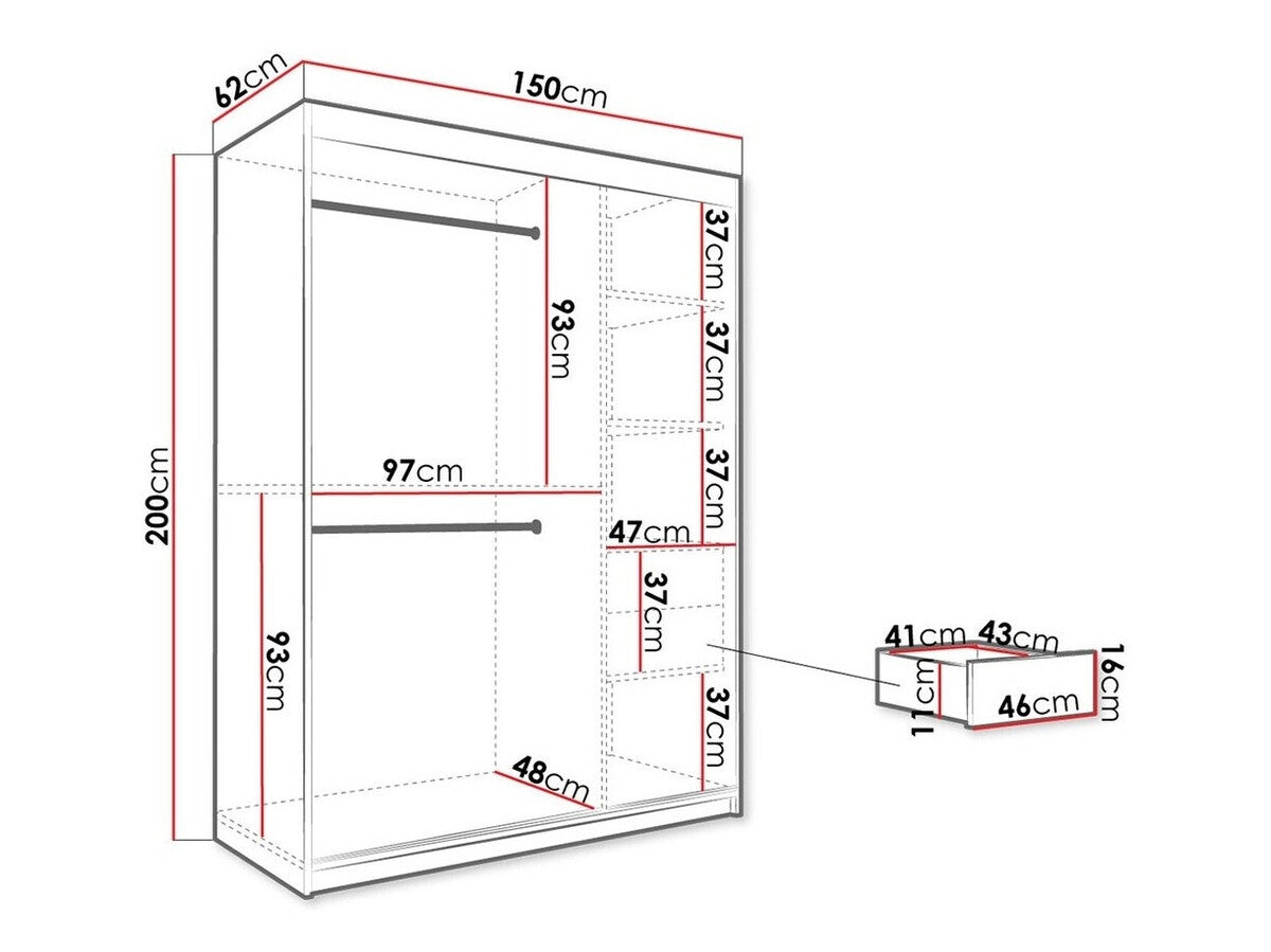 Gardróbszekrény 150 MARMUR T2 (Nemnnus T2 150), Szín: Matt fehér + Fehér márvány, Fiókok: Igen