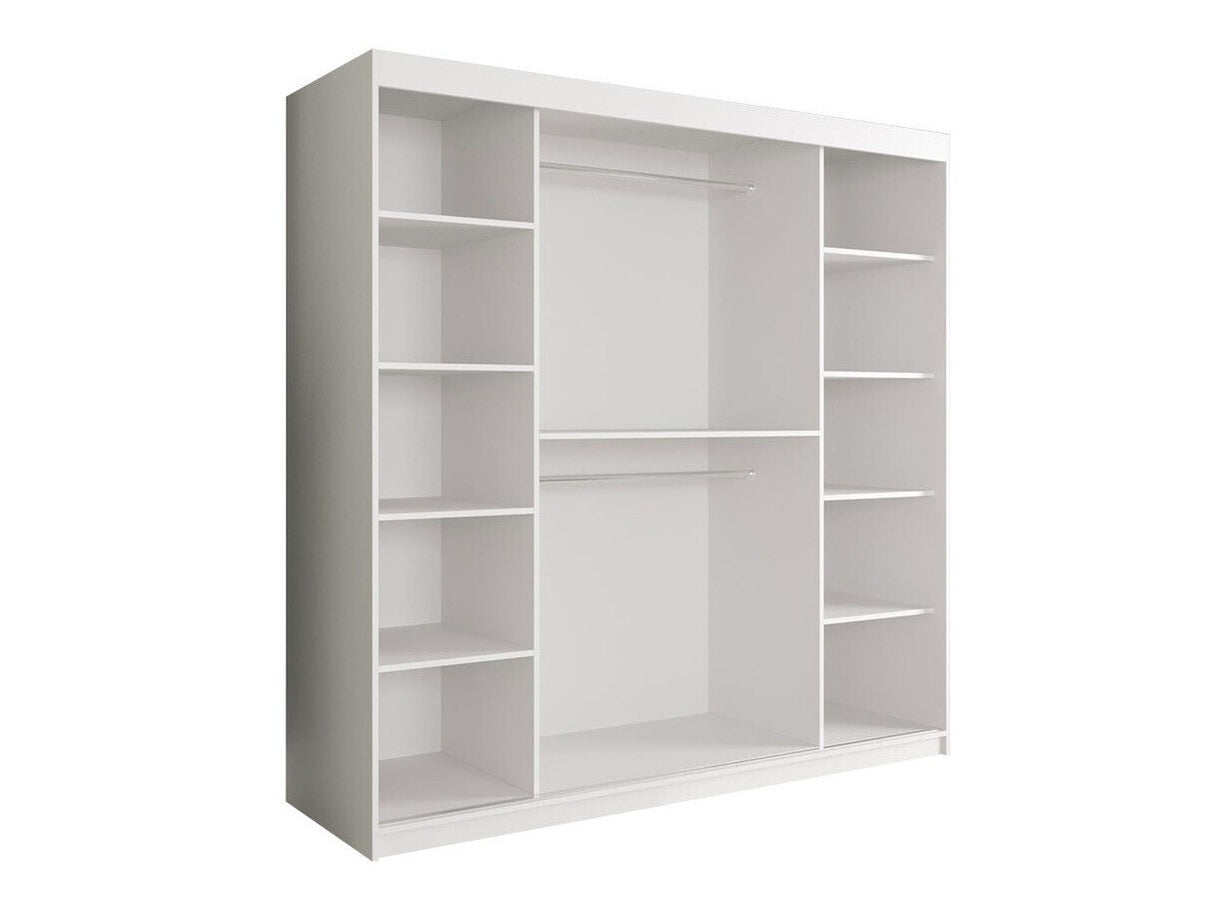 Gardróbszekrény 200 MARMUR T2 (Nemnnus T2 200), Szín: Matt fekete + Fekete márvány, Fiókok: Nem