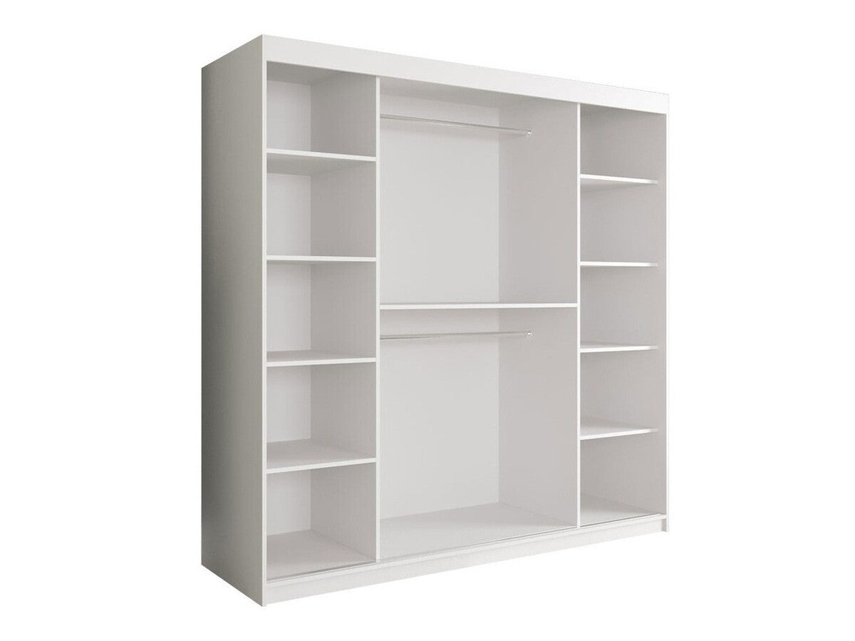 Gardróbszekrény 200 MARMUR T2 (Nemnnus T2 200), Szín: Matt fehér + Fehér márvány, Fiókok: Nem