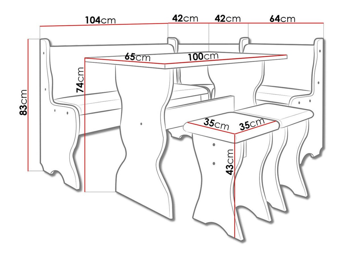 Sarok étkező garnitúra Thomas (Samot), Szín: Fehér + Alfa 13
