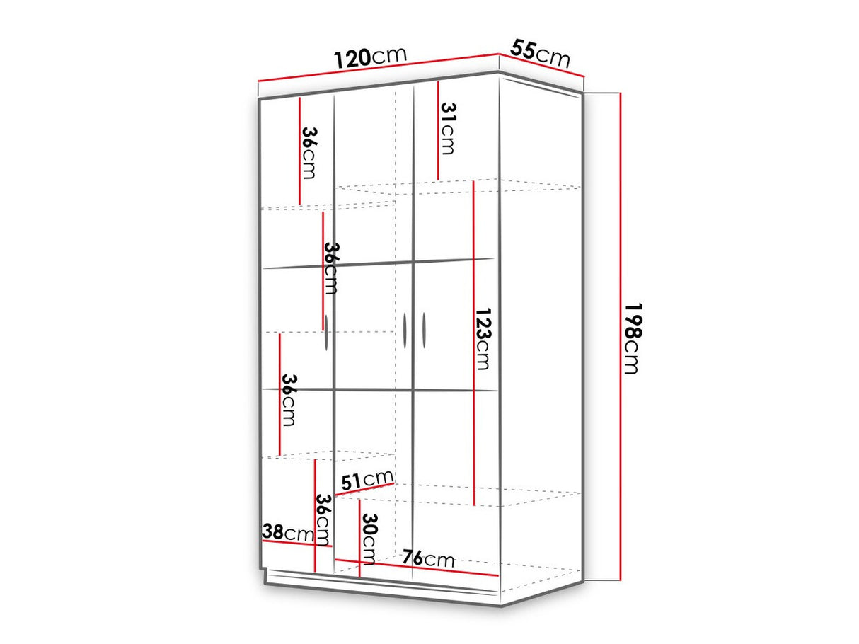 Gardróbszekrény RAJ 3 (Paradise PD7), Szín: Fehér + Fényes fehér