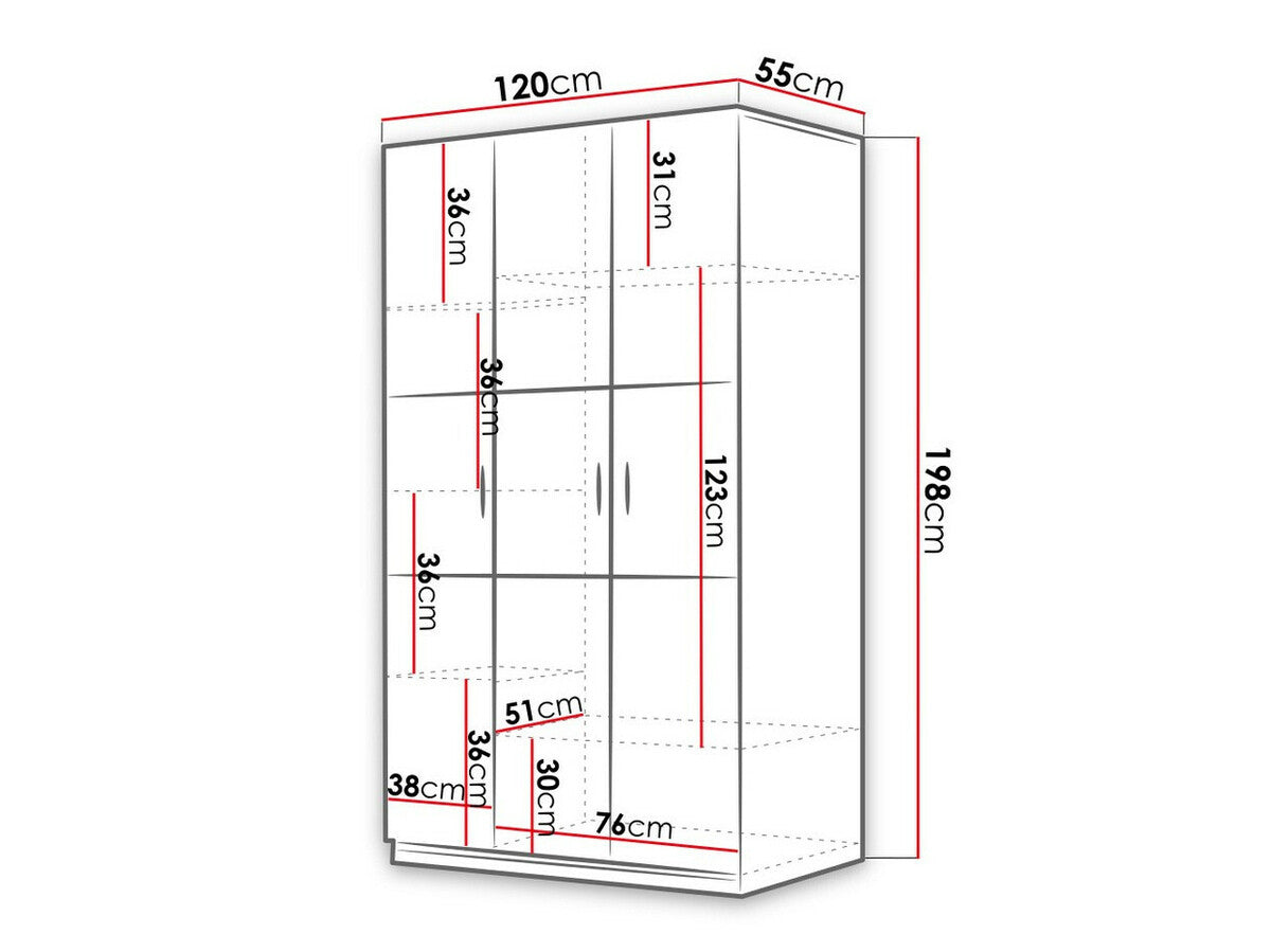 Gardróbszekrény RAJ 3 (Paradise PD7), Szín: Fehér + Fényes fehér + Fényes szürke