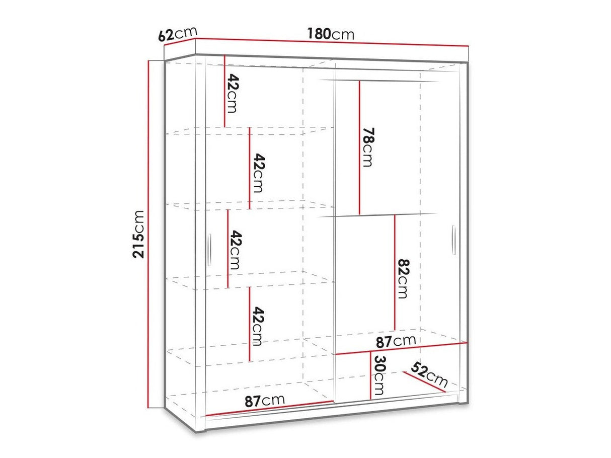 Gardróbszekrény Bonem SZ180 (Kler SZ180 KE15), Szín: Fehér